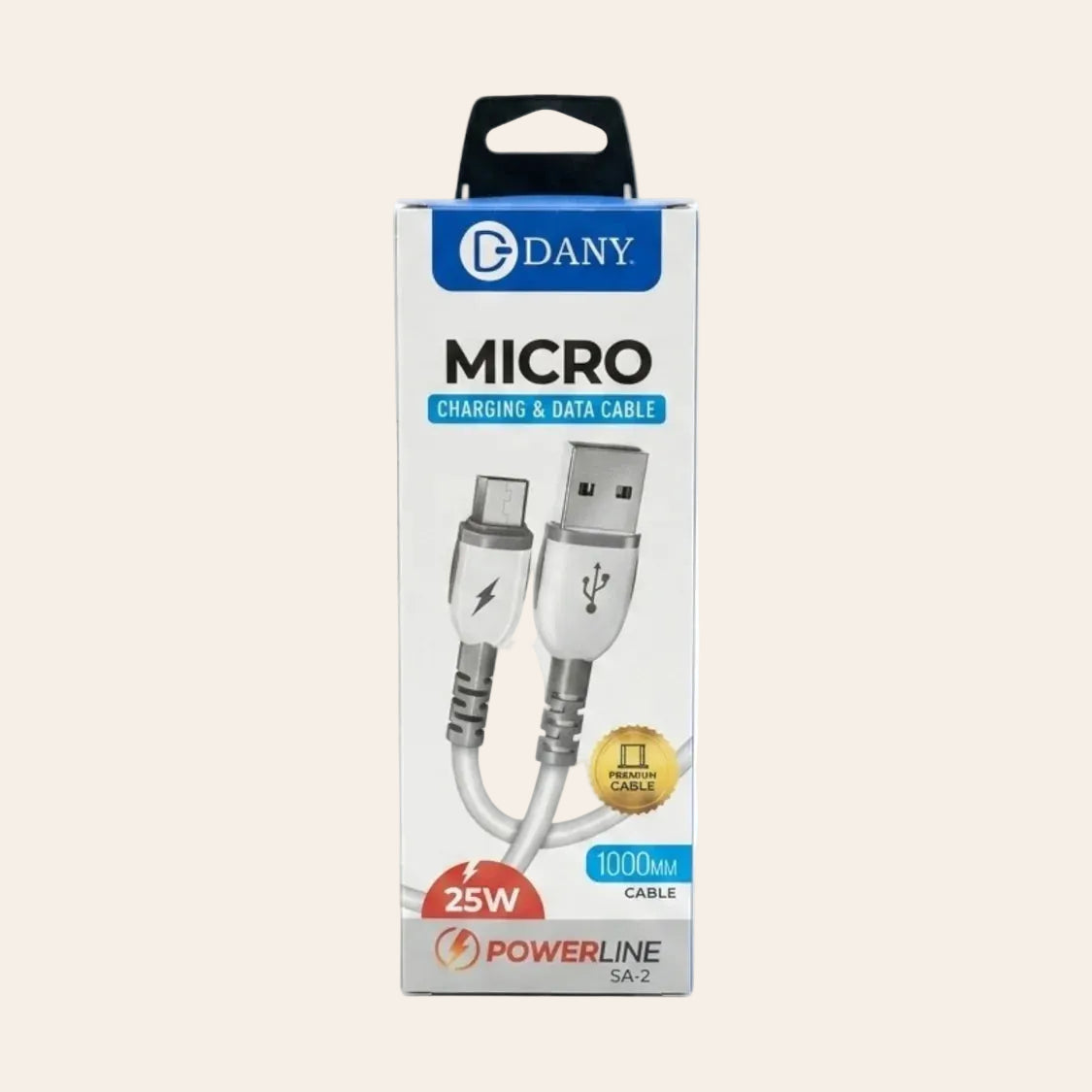 Dany SA-2 Micro USB Data Cable – 25W Fast Charging & High-Speed Data Sync (1 Meter)
