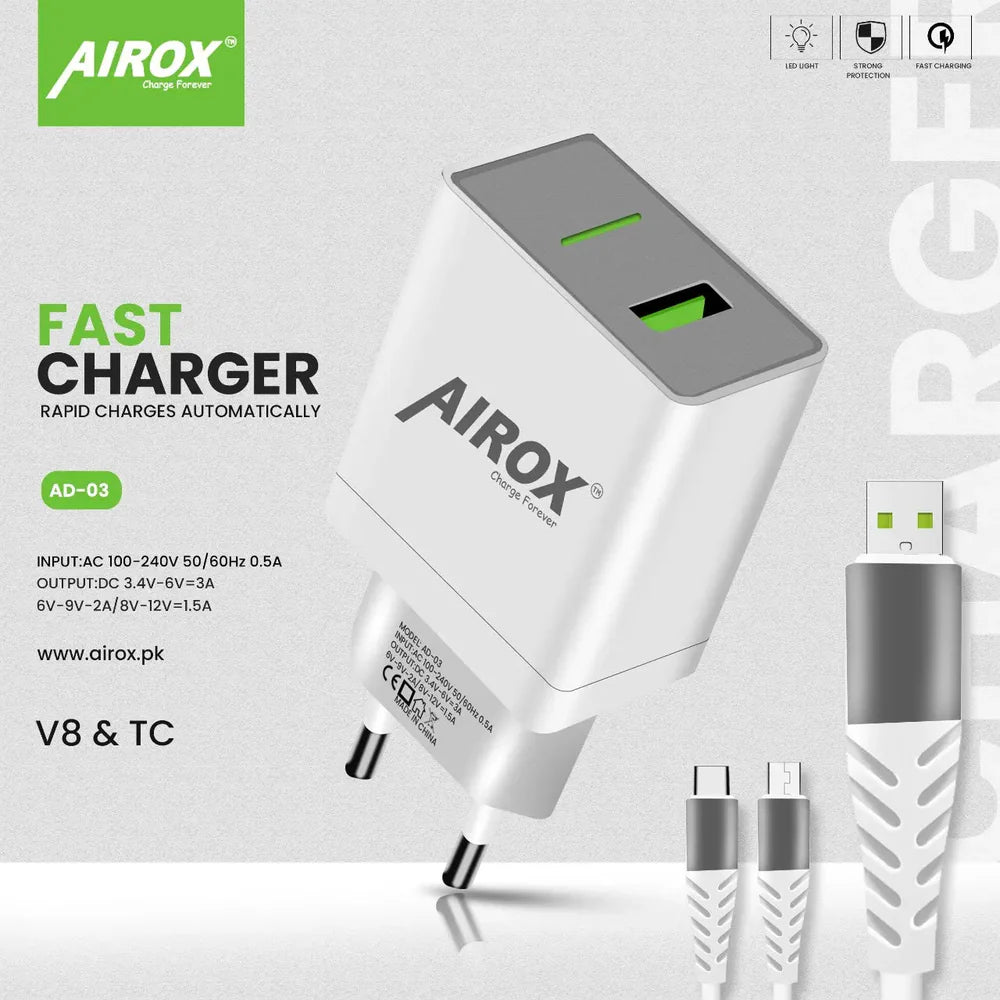 Airox AD03 18W Fast Adapter – USB Fast Charger with Quick Charge 3.0