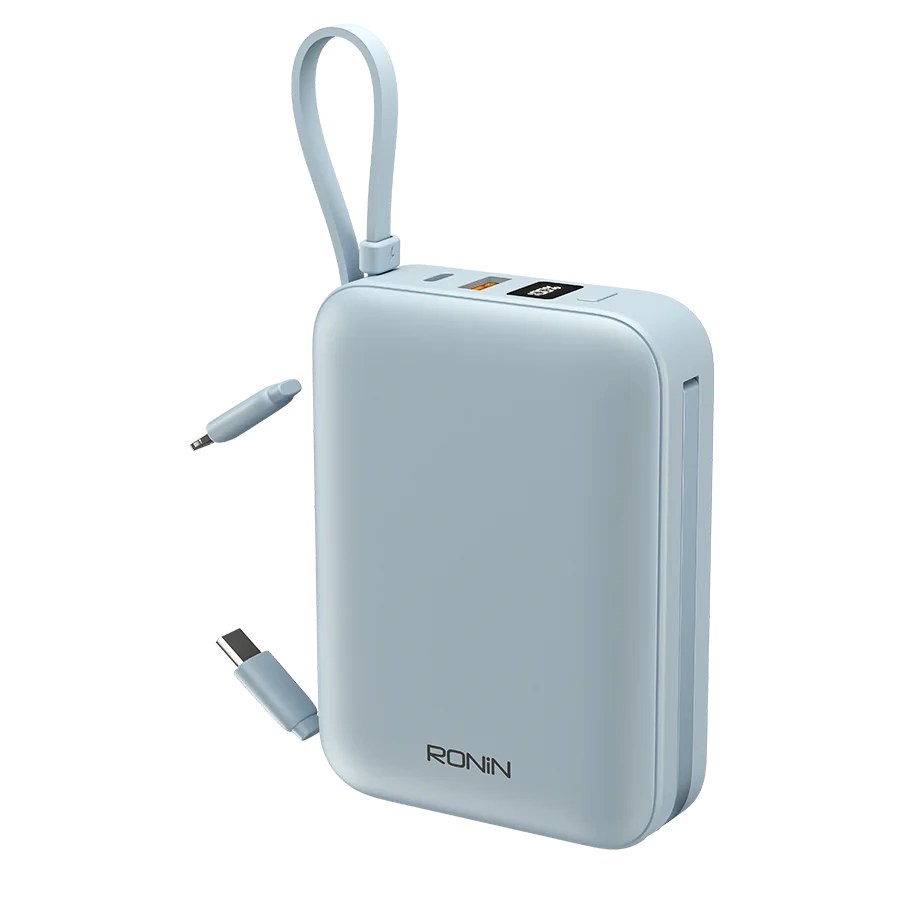 Ronin AQUA R-4070 20000mAh Power Bank – 22.5W Fast Charging with Built-in Type-C & Lightning Cables