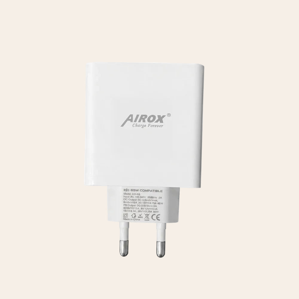 Airox AD65 Falcon Adapter – 65W Super Fast Charging USB-C PD Wall Charger