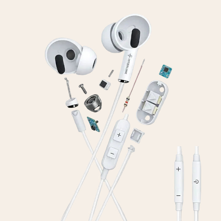 Interlink ELITE iPhone Pro Max Handsfree – Lightning Connector, Hi-Fi Stereo Sound, Premium In-Ear Earphones
