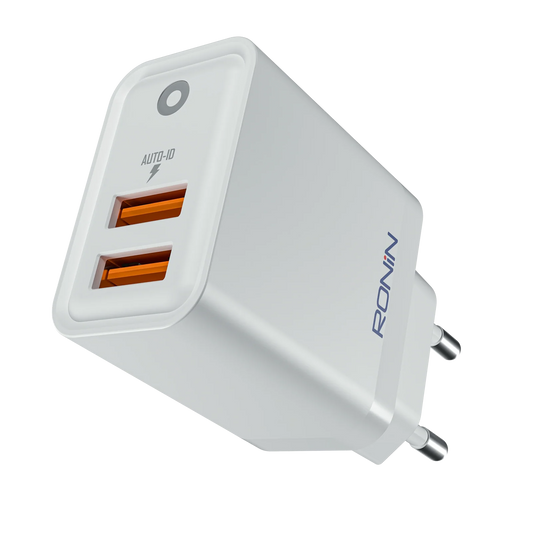 Ronin Voltedge R-6055 Charger – Dual USB 2.4A Auto-ID Wall Charger