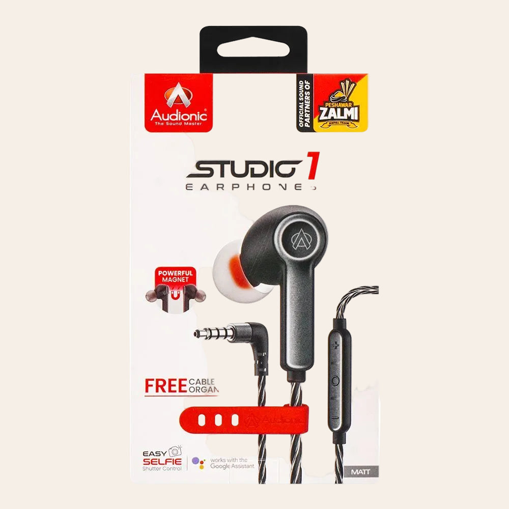 Audionic Studio 1 Wired Handsfree – HD Sound, Deep Bass, HD Microphone, 3.5mm Earphones
