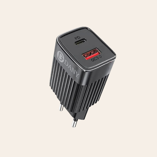 Dany Rapid R-20 20W Fast Charger – PD + QC 3.0 Dual Port USB-C & USB-A Wall Adapter