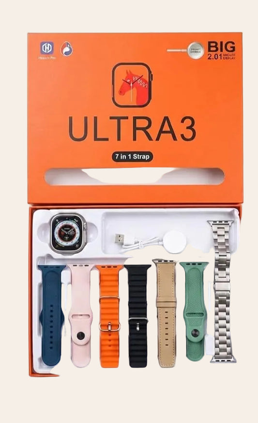 Ultra 3 Smartwatch Combo - 7-in-1 Inter-Changeable Straps - Brand New Boxed