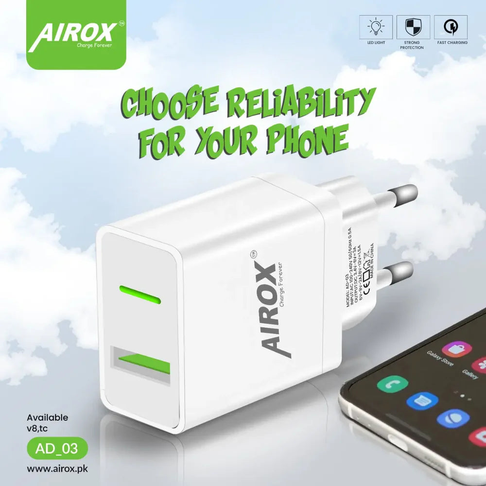 Airox AD03 18W Fast Adapter – USB Fast Charger with Quick Charge 3.0
