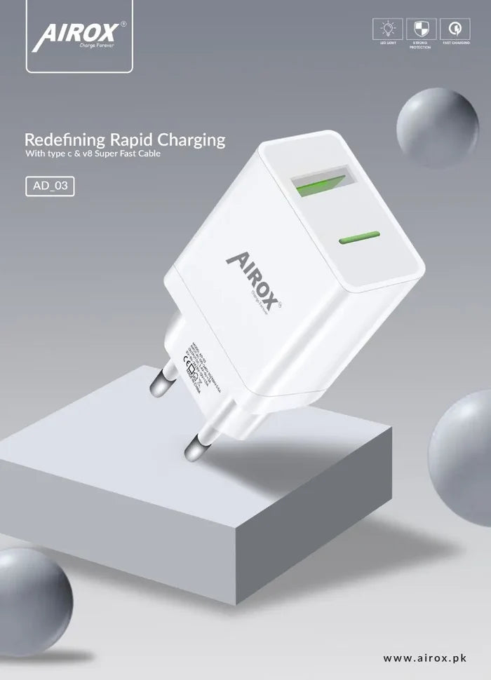 Airox AD03 18W Fast Adapter – USB Fast Charger with Quick Charge 3.0