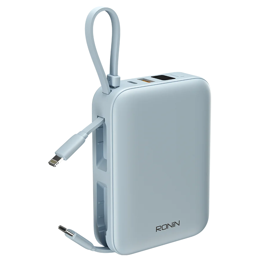 Ronin AQUA R-4070 20000mAh Power Bank – 22.5W Fast Charging with Built-in Type-C & Lightning Cables