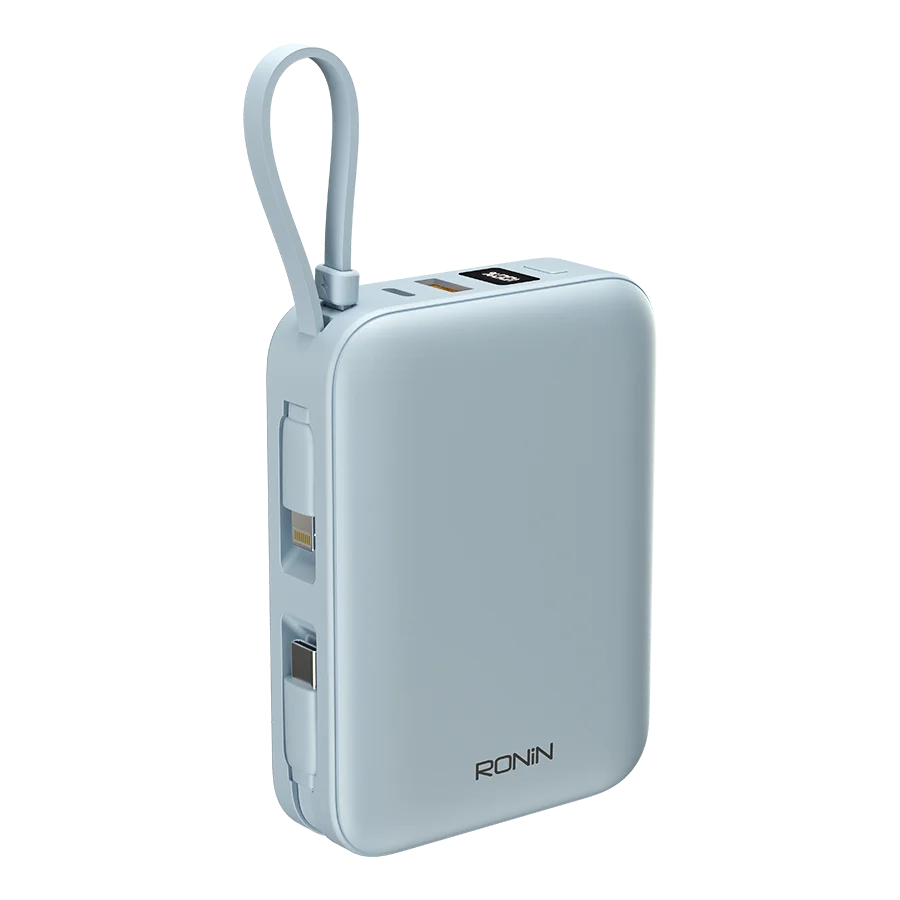 Ronin AQUA R-4070 20000mAh Power Bank – 22.5W Fast Charging with Built-in Type-C & Lightning Cables