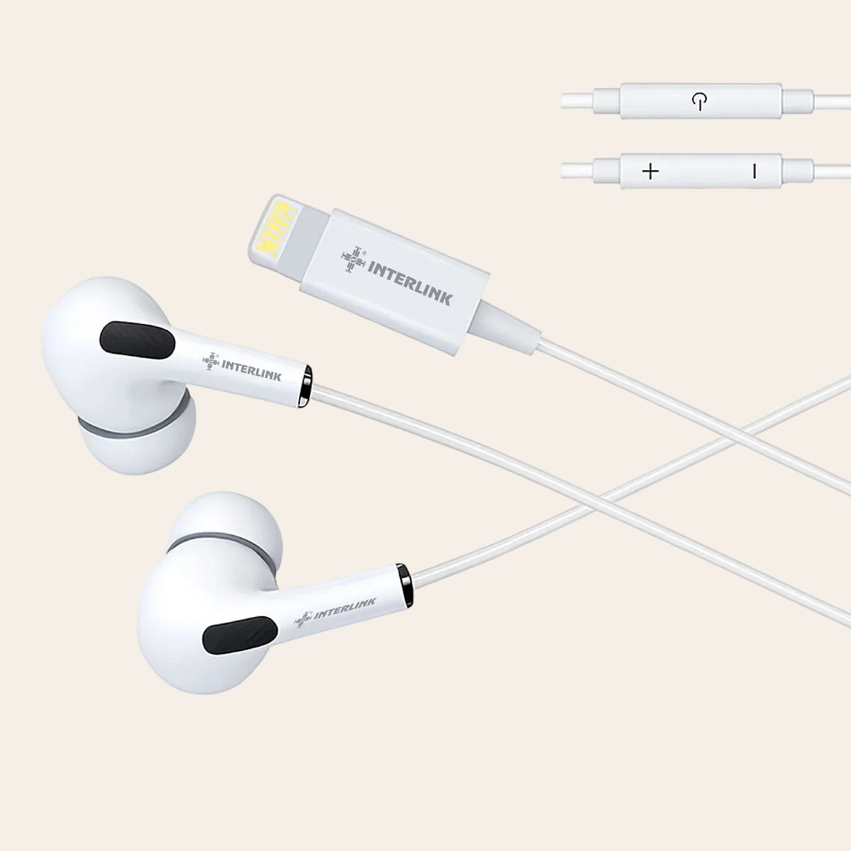Interlink ELITE iPhone Pro Max Handsfree – Lightning Connector, Hi-Fi Stereo Sound, Premium In-Ear Earphones