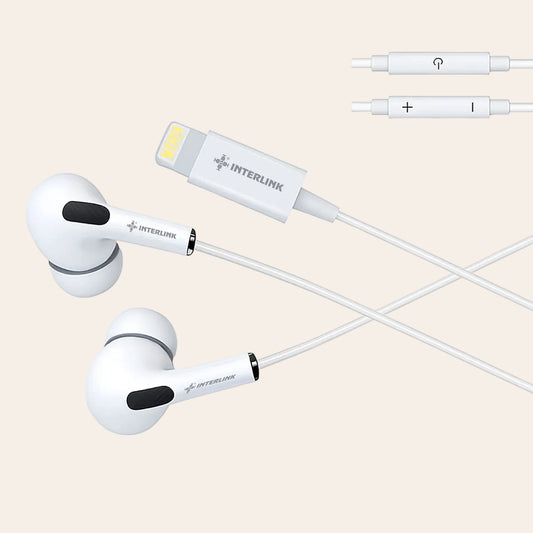 Interlink ELITE iPhone Pro Max Handsfree – Lightning Connector, Hi-Fi Stereo Sound, Premium In-Ear Earphones