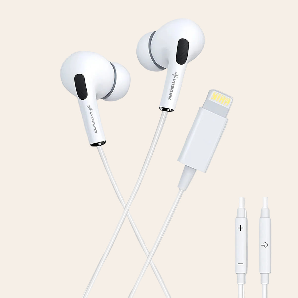 Interlink ELITE iPhone Pro Max Handsfree – Lightning Connector, Hi-Fi Stereo Sound, Premium In-Ear Earphones