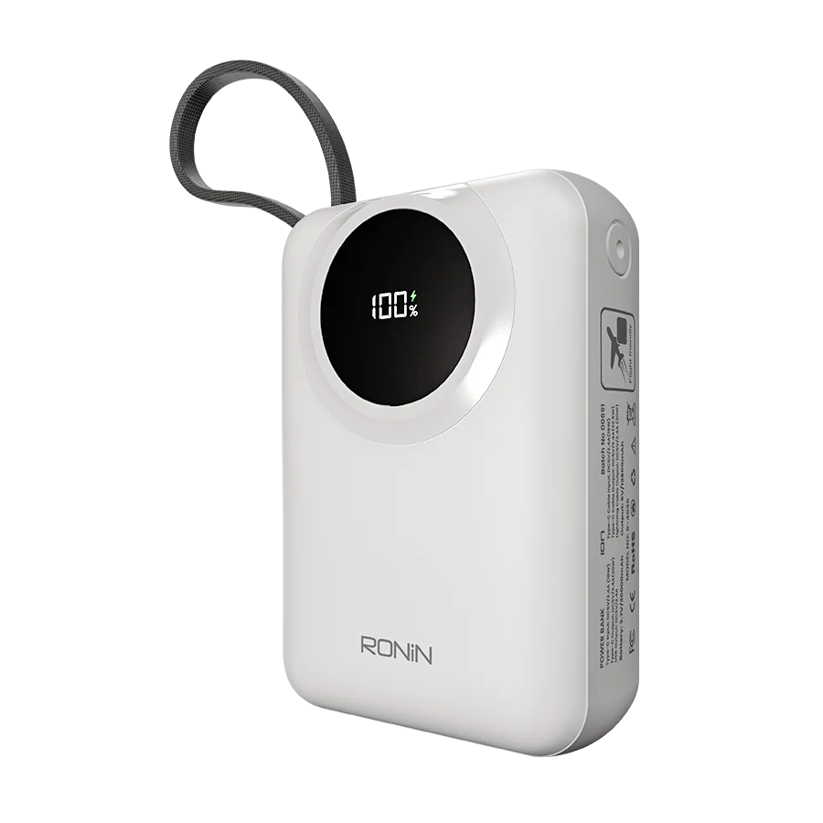 Ronin ION R-4035 20000mAh Power Bank – 22.5W PD Fast Charging with Built-in Type-C & Lightning Cables