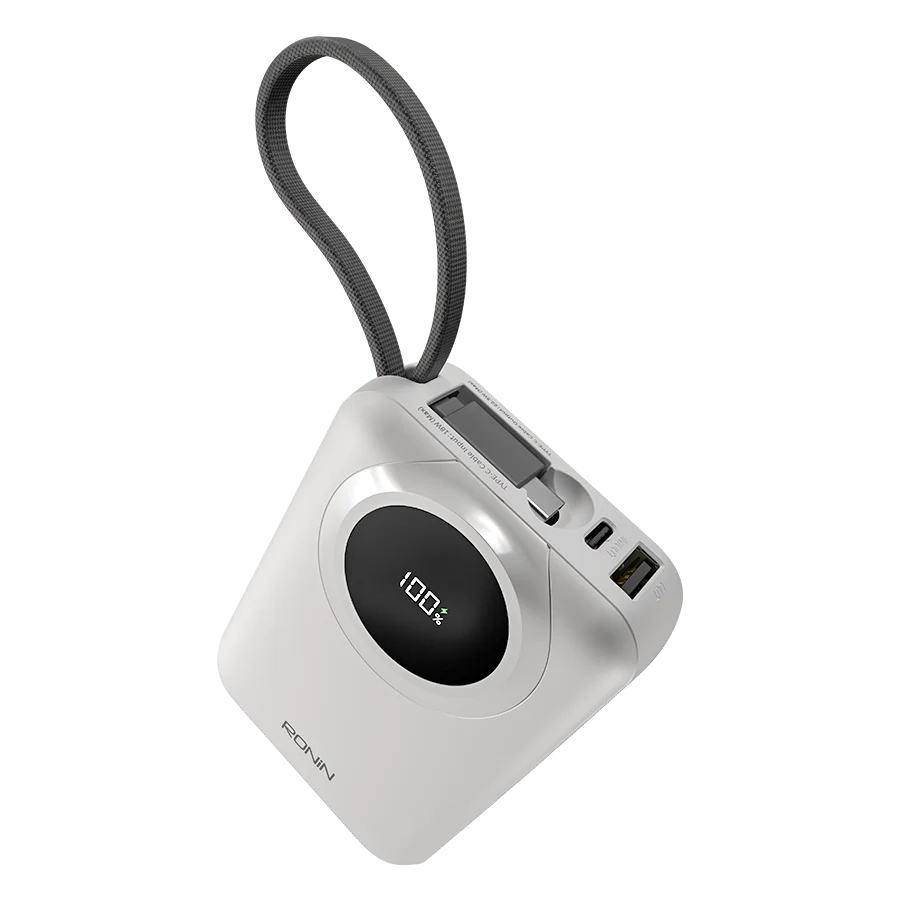 Ronin ION R-4035 20000mAh Power Bank – 22.5W PD Fast Charging with Built-in Type-C & Lightning Cables