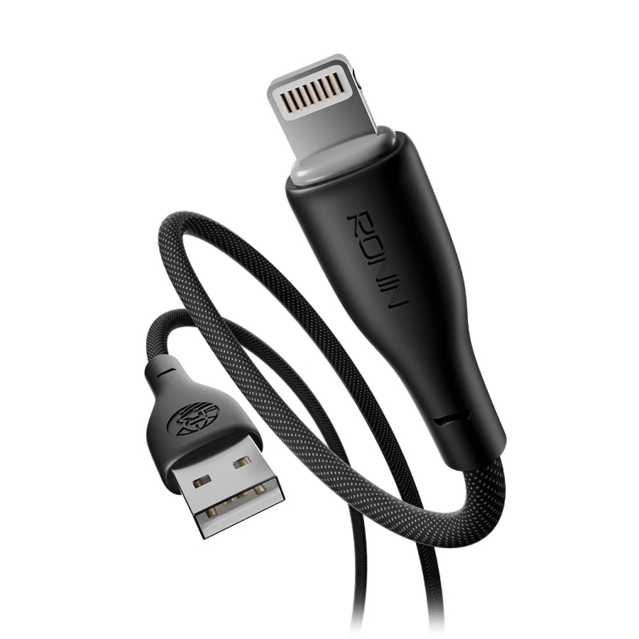Ronin BOLT R-2030 iPhone Cable – USB-A to Lightning 2.4A Braided Fast Charging Cable (2M)
