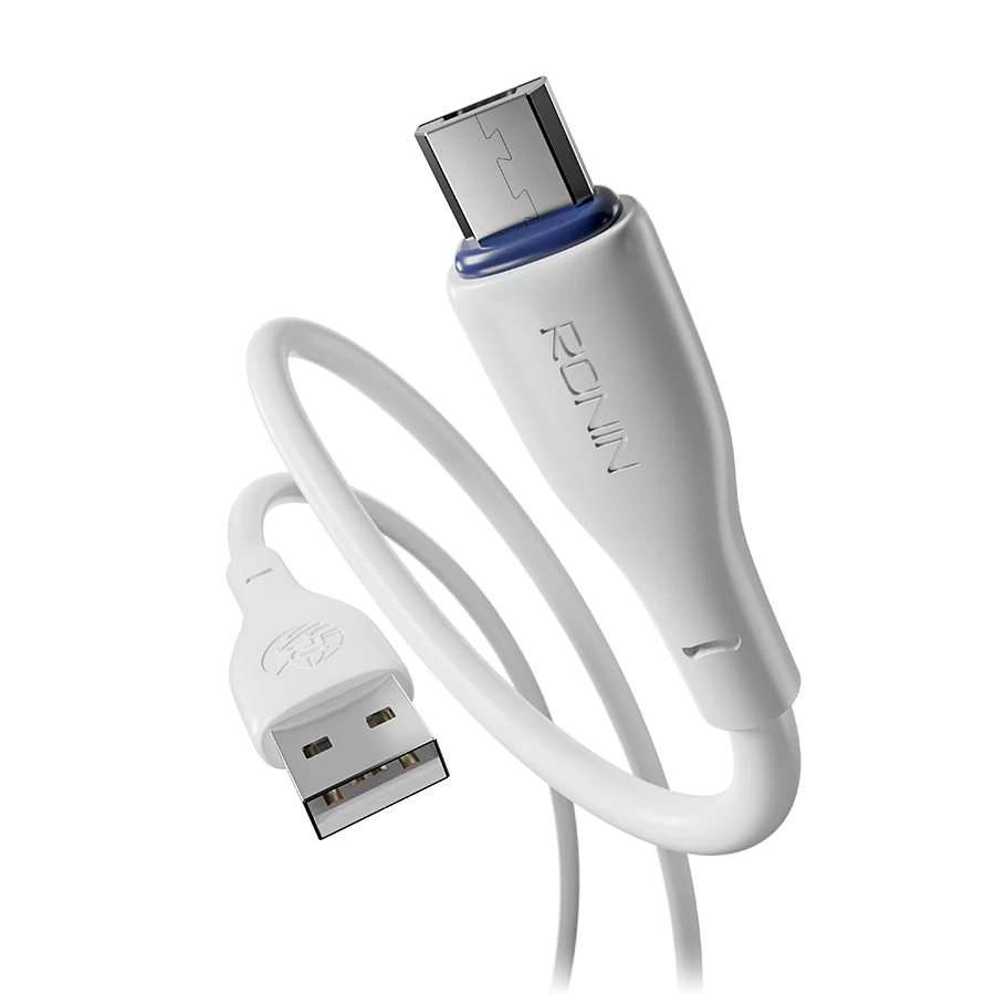 Ronin R-340 Micro USB Cable – 2.4A Fast Charging & High-Speed Data Sync Cable (1M)