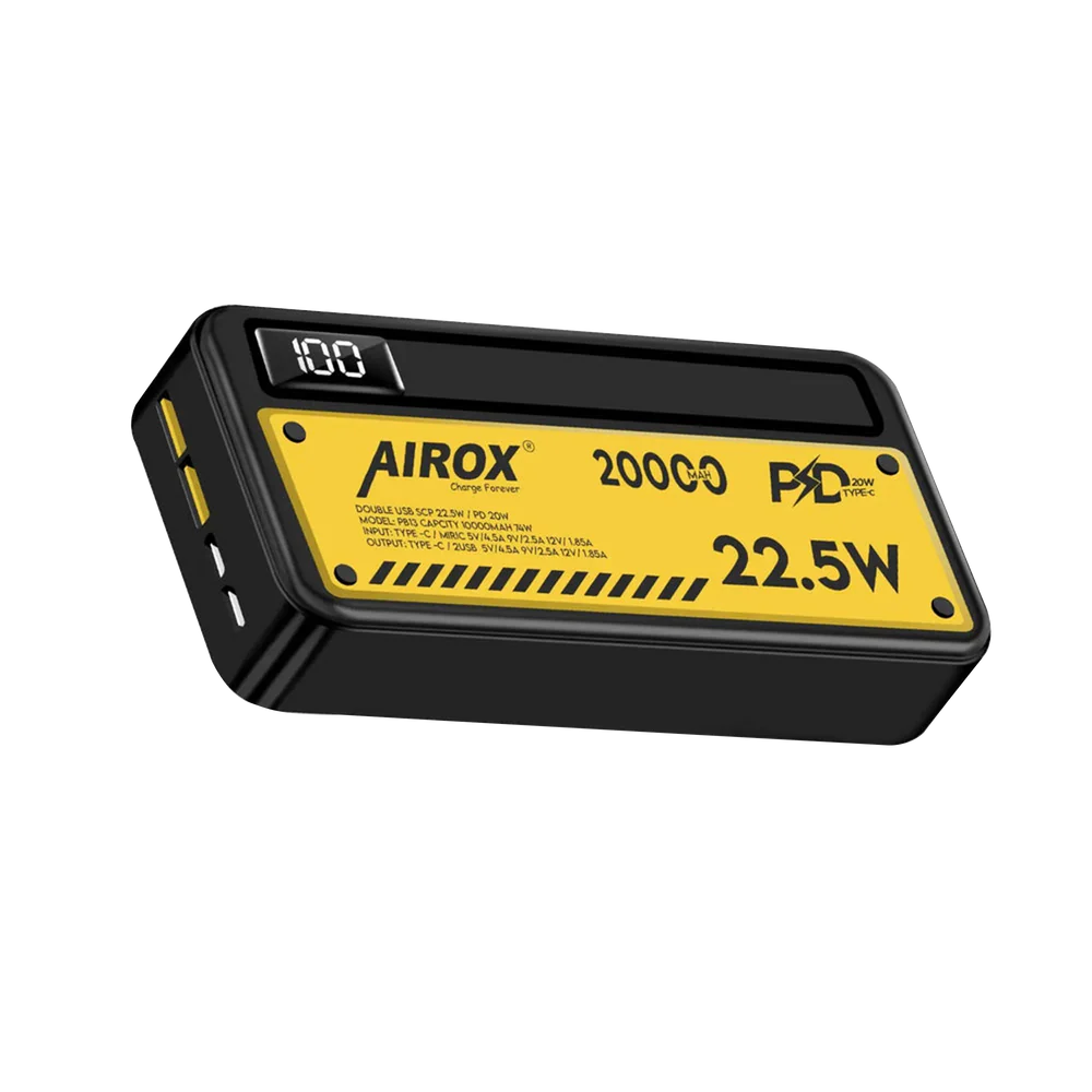 Airox PB13 Power Bank 20000mAh – 22.5W PD Fast Charging with LED Display