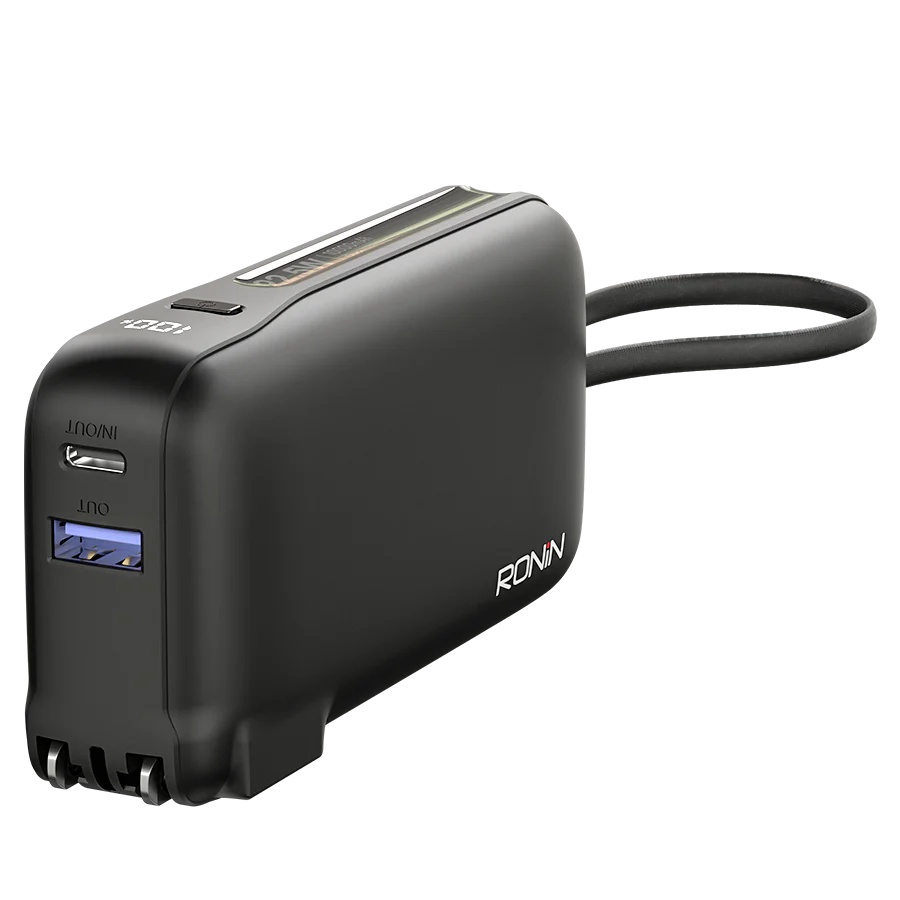 Ronin ARCTIC R-4050 10000mAh Power Bank – 22.5W Fast Charging with Built-in Type-C Cable & Digital Display