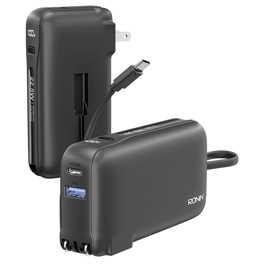 Ronin ARCTIC R-4050 10000mAh Power Bank – 22.5W Fast Charging with Built-in Type-C Cable & Digital Display