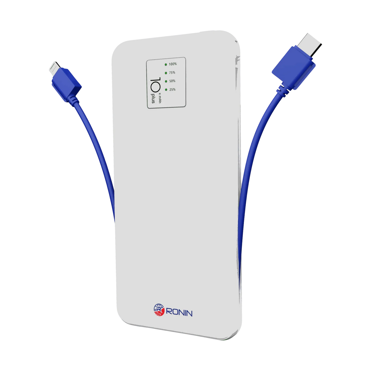 Ronin R-73 Attached Cable Power Bank – 10000mAh 22.5W Fast Charging with Built-in Type-C & Lightning Cables