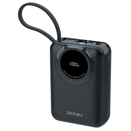 Ronin ZAPSTER R-4040 20000mAh Power Bank – 35W PD Fast Charging with Built-in Type-C & Lightning Cables