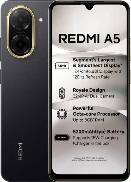 Redmi A5 - 4GB RAM / 128GB Storage - Brand New Official Warranty